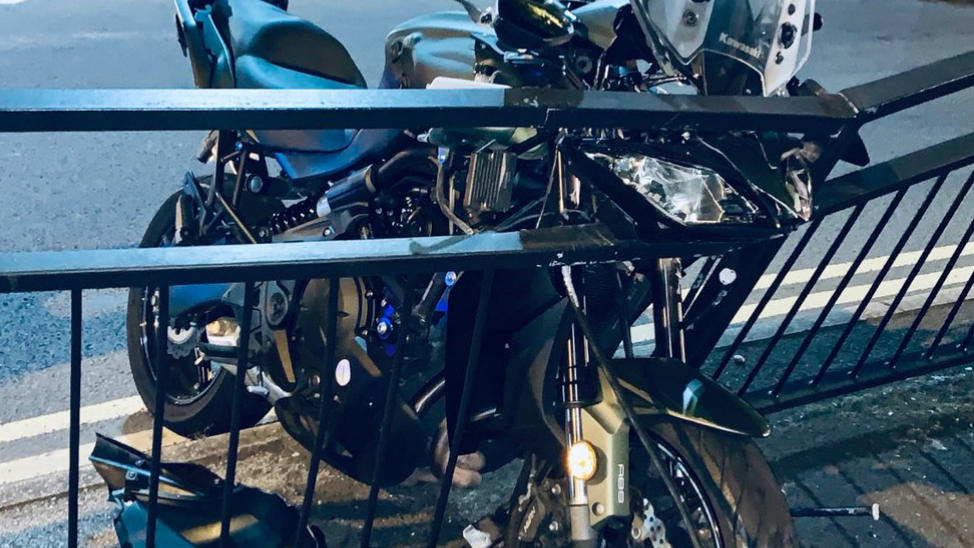Crashed Kawasaki.